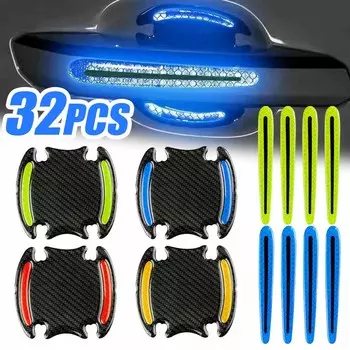 Ручка двери автомобиля светоотражающая наклейка Чаша ручки двери Защитные наклейки против царапин Флуоресцентная ручка Противостолкновительная полоса