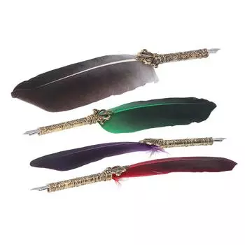 Ручка-гусиное перо из цинкового сплава, высокая гладкость, элегантные цвета, европейская ручка в стиле ретро для письма D Red