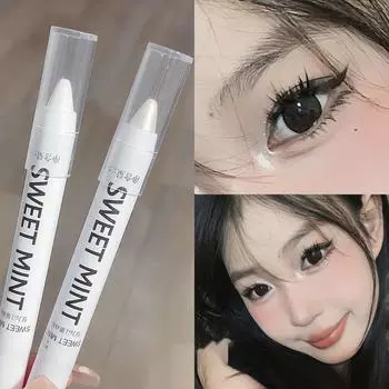 Ручка-хайлайтер «Лежащий шелкопряд» Матовый белый жемчуг Серебристый хайлайтер для лица «Лежащий шелкопряд» Тени для век Ручка 01#