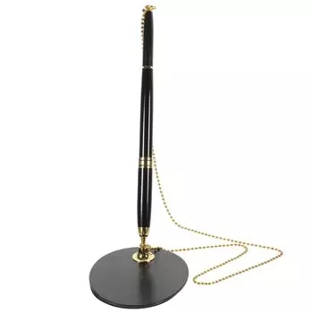 Ручка Homoyoyo Signature Counter Pen с настольной шариковой ручкой для письма с ручкой для безопасности гостей Настольная ручка для ресепшена отеля, ручка, цепочка, ручка, подставка, ручка, золотистый