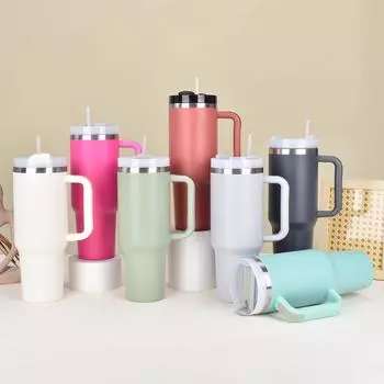 Ручка Ice Bully Cup Большая емкость термос из нержавеющей стали с соломинкой в комплекте с автомобильной чашкой 40oz