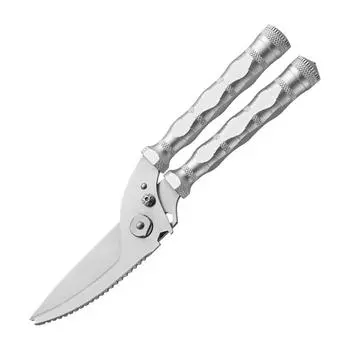 Ручка из алюминиевого сплава, многофункциональные разъемные прочные куриные кости, кухонные ножницы, острые ножницы для кемпинга, рыбалки серый