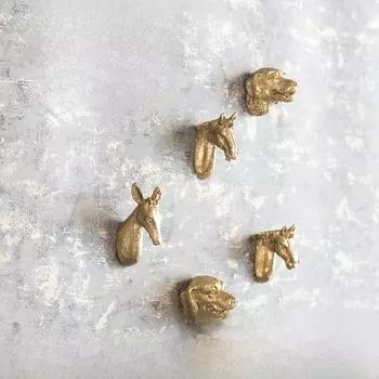 Ручка из латуни в скандинавском стиле в стиле ретро для ящика или шкафа - дизайн в виде собаки-оленя в средневековом стиле