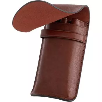 Ручка из натуральной кожи 3 перьевые итальянские ручки-карандаши темный держатель для ручек [Dom Teporna] чехол, ручки, простой, стильный, кожаный, компактный, чехол, держатель,