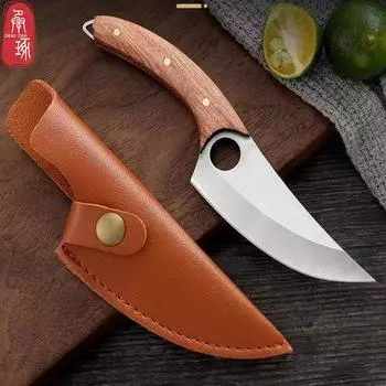 Ручка из нержавеющей стали Маленький обвалочный нож Кухонный нож Открытый охотничий нож Нож мясника В пустыне Выживание в кемпинге Ручная ковка 1pcs with cover