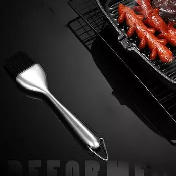 Ручка из нержавеющей стали с силиконовой щетиной для наметки барбекю облегчает приготовление на гриле One Size чёрный