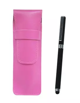 Ручка из розовой зернистой кожи для смартфона, металлический колпачок, шариковая ручка, черный чехол, сенсорный, набор, SASP-QSJW700-B