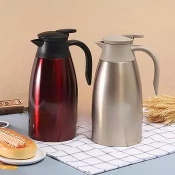 Ручка Изолированный чайник большой емкости внутри и снаружи Изолированный кофейный чайник из нержавеющей стали 304L на 24 часа. 2L