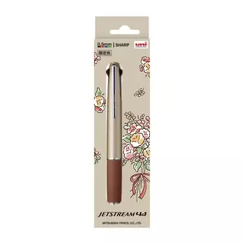 Ручка-карандаш Mitsubishi Jet Stream Limited Flower Illustration Подарочная упаковка Champagne Gold Easy to Write GMSXE51000525 Многофункциональная 4&1 0,5