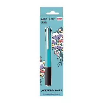 Ручка-карандаш Mitsubishi Jet Stream Limited Flower Illustration Подарочная упаковка бирюзового цвета, легко писать GMSXE510005RT Многофункциональная 4&1 0,5