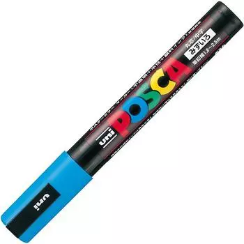 Ручка-карандаш Mitsubishi Posca со средним кончиком и круглым стержнем, светло-голубая, 10 шт., на водной основе, PC5M.8 светло-синий