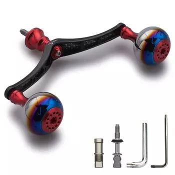 Ручка катушки HEIGHTEN 110 мм из алюминия с ручкой 30 мм для универсальной спиннинговой катушки Shimano DAIWA Arch Aurora Red (Углерод и комбинированный) (110 мм, черный)