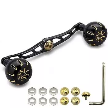 Ручка катушки HEIGHTEN 130 мм с ручкой 35 мм для мультипликаторной катушки Shimano Daiwa Abu Garcia General серии Chrysant (черный (Ручка) & Черное золото (Ручка)) (7