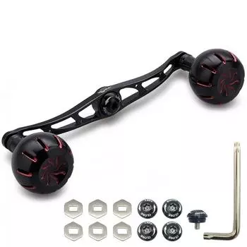 Ручка катушки HEIGHTEN 130 мм с ручкой 35 мм для мультипликаторной катушки Shimano Daiwa Abu Garcia General серии Chrysant (черный (Ручка) & ЧерныйКрасный (Ручка)) (73