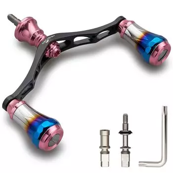 Ручка катушки HEIGHTEN 95 мм, 8 цветов, для спиннинговой катушки Shimano Daiwa General 70, авиационный алюминий, серия Aurora (РозовыйЧерный) (179)