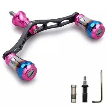 Ручка катушки HEIGHTEN 95 мм, 8 цветов, для спиннинговой катушки Shimano Daiwa General 70, авиационный алюминий, серия Aurora (Розовый/Черный) (179)