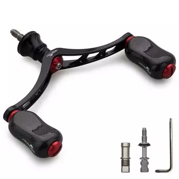 Ручка катушки HEIGHTEN с карбоновой ручкой для универсальной спиннинговой катушки Shimano Daiwa серии Gourd 80 мм/98 мм 20 мм/21 мм (Черный Красный) (827)