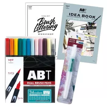 Ручка-кисть Tombow, двойная ручка-кисть ABT, набор из 36 цветов, книга с идеями для письма водной кистью GCI-211PAZ