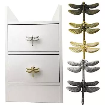 Ручка-кнопка для мебели и ящиков, ручки для дверей шкафов, ручки для ящиков, золотая ручка для комода, форма растения-стрекозы