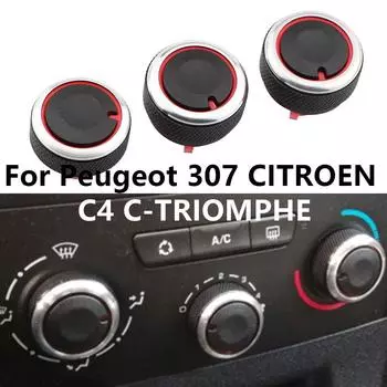 Ручка кондиционера автомобиля из алюминиевого сплава, кнопка переключения управления нагревом переменного тока для Peugeot 307 CITROEN C4 C-TRIOMPHE, аксессуары чёрный