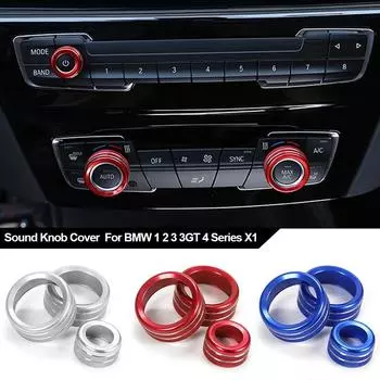 Ручка кондиционера, кнопка регулировки громкости звука, круглая декоративная накладка на кольцо для BMW 1 2 3 3GT 4 серии X1(С кнопкой АВТО) серебряный