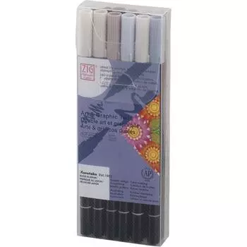 Ручка Kuretake ZIG Art Graphic Twin Gray 12 цветов на водной основе и TUT-8012VGR