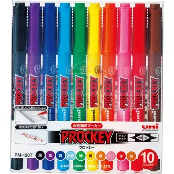 Ручка Mitsubishi Pencil на водной основе Plocky Twin Extra Fine 10 цветов PM120T10CN