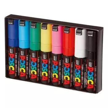 Ручка Mitsubishi Pencil на водной основе Posca Bold Square Grid 8 цветов PC8K8C