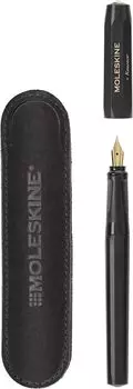 Ручка Moleskine Pen x Kaweco Fountain Pen с кожаным футляром черного цвета KAWGIFTSETFOUNBK M-образной формы чёрный