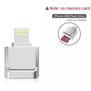 Карта памяти MicroSD / TF кард-ридер, Lightning to адаптер, не нужны драйвера для iPad iPhone 7 8plus x xr 11 12 13 mini 14 15 pro max серебряный