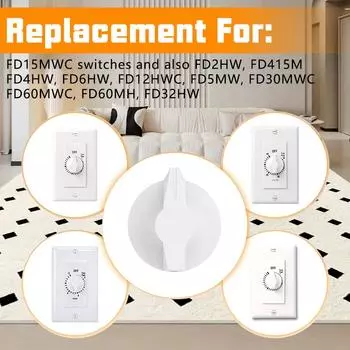Ручка переключателя таймера серии Fd с пружинным зажимом для вентилятора ванной комнаты с двигателем обогревателя 2pcs