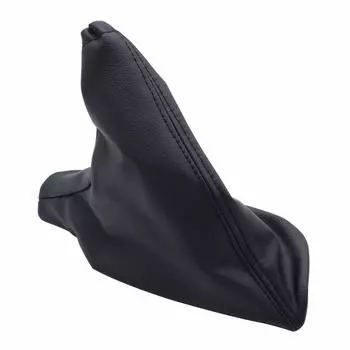 Ручка переключения передач автомобиля, чехол для переключения передач, чехол для ручного тормоза, черная кожаная замена для Ford чёрный