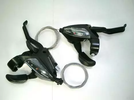 Ручка переключения тормоза Shimano 3x7 скоростей ST-EF500 2 пальца черная левая и правая комплект 602