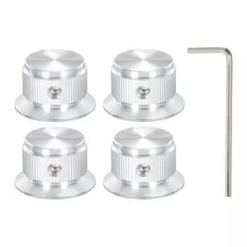 Ручка потенциометра uxcell, алюминиевая ручка управления гитарой с 1 валом, откручивающийся ключ для гитарного бас-гитарного усилителя мощности, регулировка громкости, диаметр 24 мм