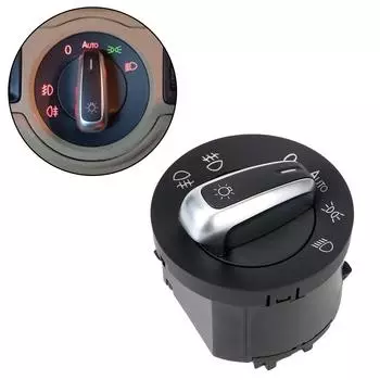 Ручка противотуманных фар для Golf Jetta MK5 MK6 GTI Passat B6 B7 CC Touran Tiguan Chrome Auto Headlight Switch 5ND941431B чёрный
