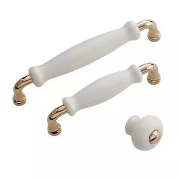 Ручка ящика двери кухонного шкафа, керамическая ручка из цинкового сплава, мебельная ручка, белая керамическая дверная ручка 1PCA-knob