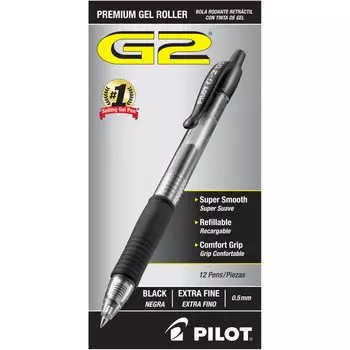 Ручка-роллер G2 Gel Black Extra Dozen, выдвижная, чернила, толщина 0,5 мм, (пункт)