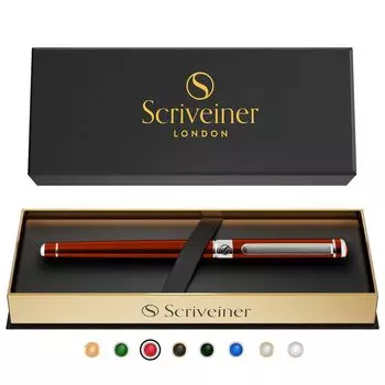Ручка-роллер Scriveiner с тончайшим хромированным покрытием, чернилами Schmidt со стержнем, замечательный подарочный набор, идеально подходящий для мужчин и женщин, профессиональный офисный лак для руководителей красный