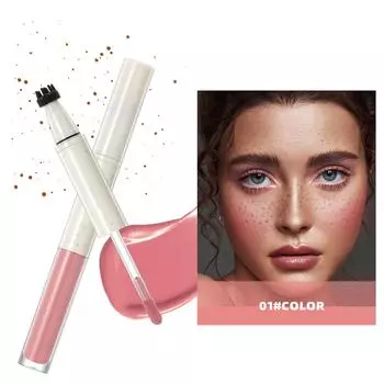 Ручка-румяна с веснушками, 2-в-1 Жидкие румяна с искусственными веснушками для макияжа с эффектом летнего загара, Натуральные румяна с веснушками, 1,7 г + 1 мл, One Size