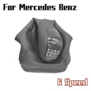 Ручка рычага переключения передач, ручная 6-ступенчатая коробка передач для Mercedes Benz C-класса W203 S203, кожаный чехол для багажника, стайлинг автомобиля