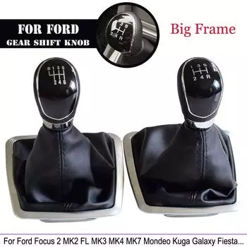 Ручка рычага ручного переключения передач с чехлом Gaitor для Ford Focus 2 MK2 FL C-MAX 2006-2011 MK3 MK4 MK7 Galaxy ABS Black-5Speed-Big