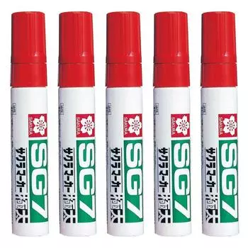 Ручка Sakura Crepas SG7, очень толстая, красная, 5 шт., на масляной основе, JGK#19(5)
