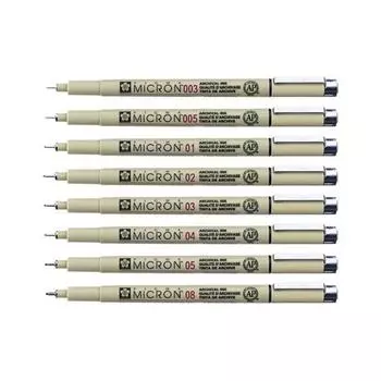 Ручка Sakura Pigma Micron 8 упаковка Micron черная 005 / 0.20 mm (8 Pack)