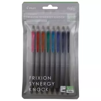 Ручка шариковая PILOT Frixion Synergy Knock LFSK158C, 0,5 мм, набор 8 цветов,