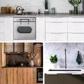 Ручка шкафа для пальцев Нержавеющая полированная поверхность Закругленный край Ручка шкафа для пальцев Скрытая ручка 8 cm чёрный