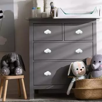 Ручка шкафа Ручка выдвижного ящика Гладкая поверхность Простая установка Керамическая ручка для шкафа в форме облака белый