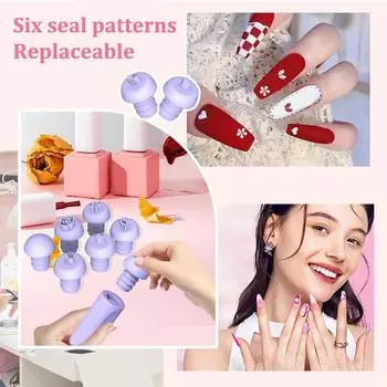 Ручка-штамп для нейл-арта Ручка-штамп для нейл-арта Ручная работа Цветочный штамп для нейл-арта Инструменты для дизайна ногтей Кисточка для дизайна Маникюр фиолетовый