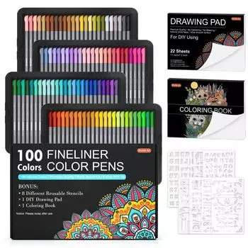 Ручка Shuttle Art Pen 100 цветов, ультратонкая линия, раскраска, включает в себя цветную ручку, мелкий рисунок, мультфильм для детей, набор на водной основе, ручка, 0,4 мм, книга,