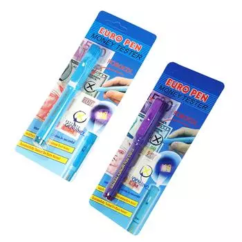 Ручка-тестер для проверки денег Ручка-граффити Мини-чернильный детектор валют Детектор фальшивых купюр Проверка фальшивых купюр с УФ-светодиодом фиолетовый