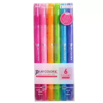 Ручка Tombow Signature Pen 6 цветов Extra Fine Twin Pastel Color Play Color K на водной основе (Толстый и тип) GCF-611B